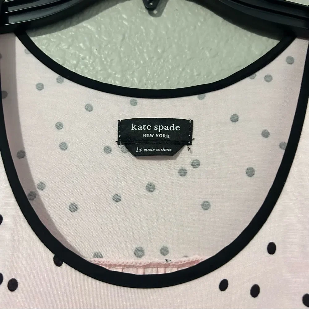 NWT Kate Spade New York Dot-Print Jersey Knit Chemise Pink/ Black Size 1X